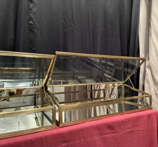Ancienne paire de vitrines de comptoir de magasin.