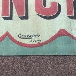 Ancien lambrequin, store, calicot, chocolat.